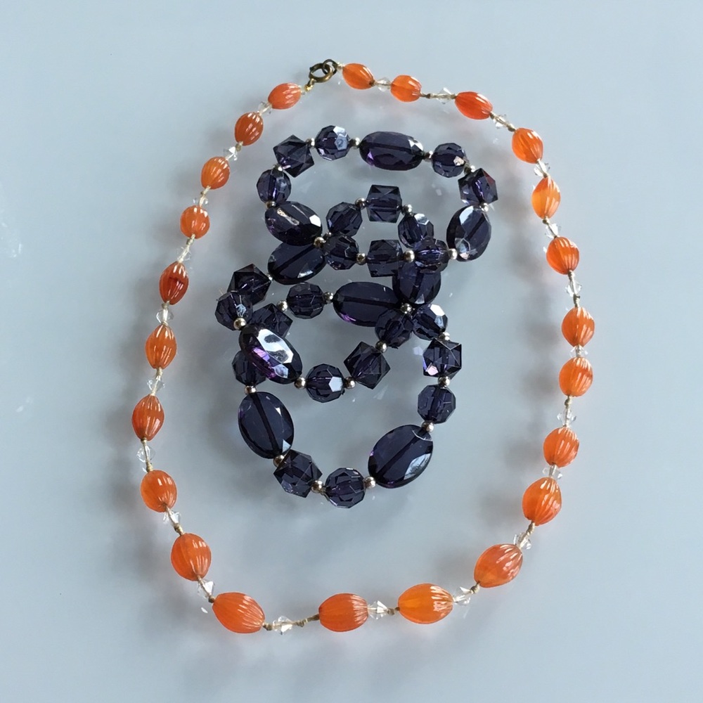 Sparkly glass beads necklace and bracelet set